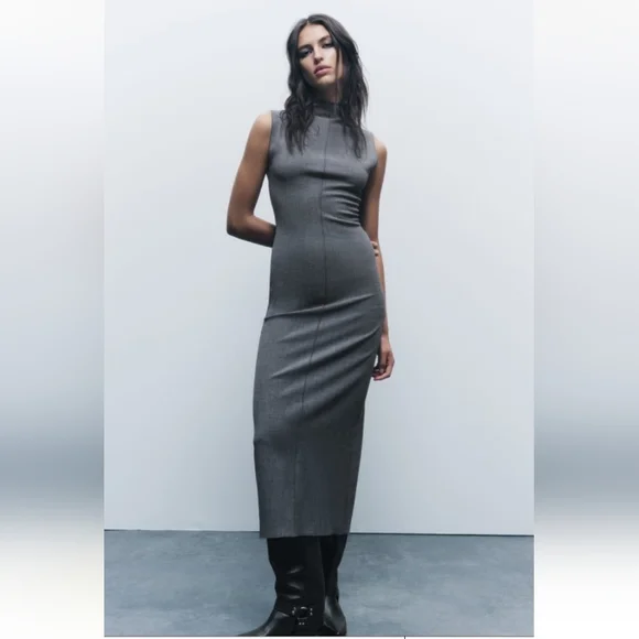 knee length dresses for ladies Zara Pink Satin High Neck Midi Dress With Jewel Buttons Size S Small l –  Afashionistastore